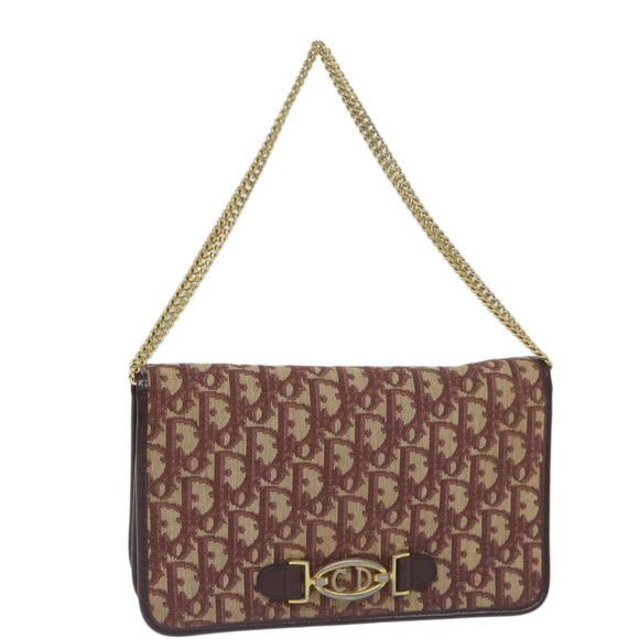 Christian Dior Trotter Canvas Chain Shoulder Bag Red Auth yk10084 - Picture 1 of 16